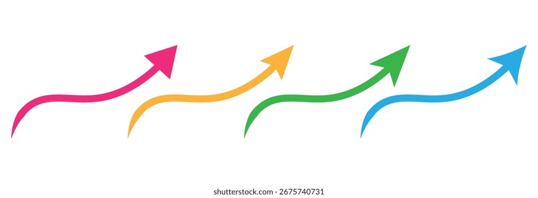 Curve arrows infographic element flat hand drawn colorful doodle