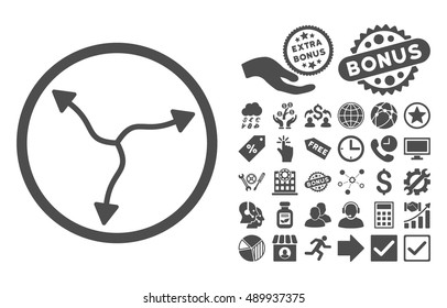 Curve Arrows pictograph with bonus images. Vector illustration style is flat iconic symbols, gray color, white background.