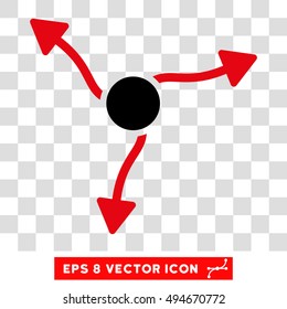 Curve Arrows round icon. Vector EPS illustration style is flat iconic bicolor symbol, intensive red and black colors, transparent background.