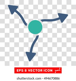 Curve Arrows round icon. Vector EPS illustration style is flat iconic bicolor symbol, cobalt and cyan colors, transparent background.