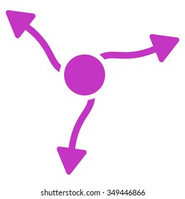 Curve Arrows vector icon. Style is flat symbol, violet color, rounded angles, white background.