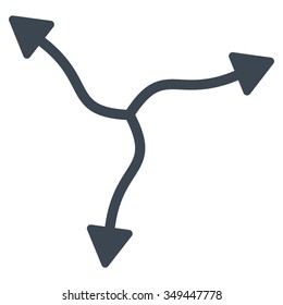 Curve Arrows vector icon. Style is flat symbol, smooth blue color, rounded angles, white background.