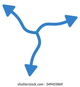 Curve Arrows vector icon. Style is flat symbol, cobalt color, rounded angles, white background.
