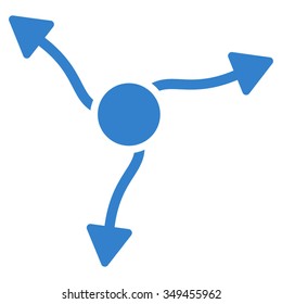 Curve Arrows vector icon. Style is flat symbol, cobalt color, rounded angles, white background.