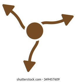 Curve Arrows vector icon. Style is flat symbol, brown color, rounded angles, white background.