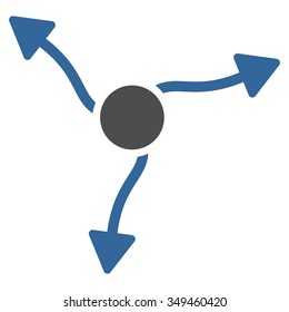 Curve Arrows vector icon. Style is bicolor flat symbol, cobalt and gray colors, rounded angles, white background.