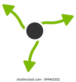 Curve Arrows vector icon. Style is bicolor flat symbol, eco green and gray colors, rounded angles, white background.