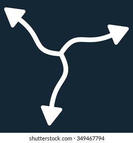 Curve Arrows vector icon. Style is flat symbol, white color, rounded angles, dark blue background.