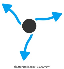 Curve Arrows vector icon. Style is bicolor flat symbol, blue and gray colors, rounded angles, white background.