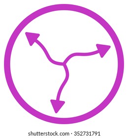 Curve Arrows vector icon. Style is flat circled symbol, violet color, rounded angles, white background.