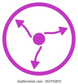 Curve Arrows vector icon. Style is flat circled symbol, violet color, rounded angles, white background.