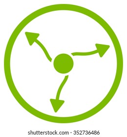 Curve Arrows vector icon. Style is flat circled symbol, eco green color, rounded angles, white background.