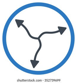 Curve Arrows vector icon. Style is bicolor flat circled symbol, smooth blue colors, rounded angles, white background.