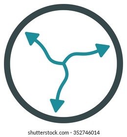 Curve Arrows vector icon. Style is bicolor flat circled symbol, soft blue colors, rounded angles, white background.