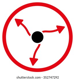 Curve Arrows vector icon. Style is bicolor flat circled symbol, intensive red and black colors, rounded angles, white background.