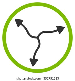 Curve Arrows vector icon. Style is bicolor flat circled symbol, eco green and gray colors, rounded angles, white background.