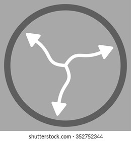 Curve Arrows vector icon. Style is bicolor flat circled symbol, dark gray and white colors, rounded angles, silver background.