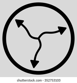 Curve Arrows vector icon. Style is flat circled symbol, black color, rounded angles, light gray background.