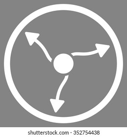 Curve Arrows vector icon. Style is flat circled symbol, white color, rounded angles, gray background.