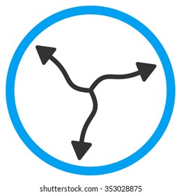 Curve Arrows vector icon. Style is bicolor flat circled symbol, blue and gray colors, rounded angles, white background.