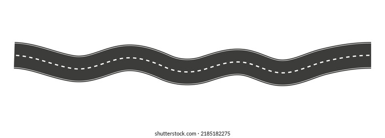 Curve asphalt road path. Highway winding route track. Vector isolated on white.
