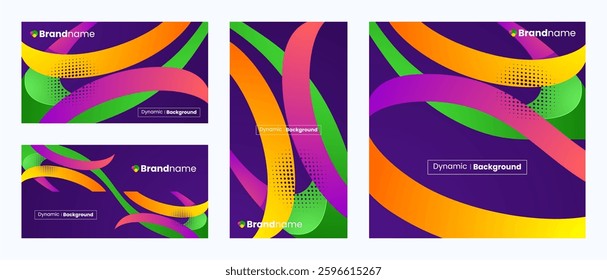 Curve background design with dynamic and colorful gradient, Abstract pattern background usable for presentation, Poster, Flyer, Magazine, Book Cover, Banner, Business card, Brand guide, Identity.