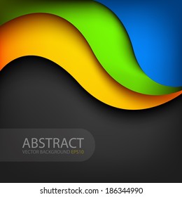 Curve background line colorful vector on black background for text and message modern website design