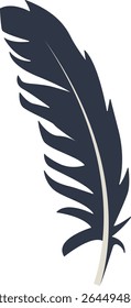 Curve Bird Feather Silhouette. Isolated on White Background. Vector Illustration
