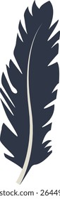 Curve Bird Feather Silhouette. Isolated on White Background. Vector Illustration