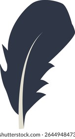 Curve Bird Feather Silhouette. Isolated on White Background. Vector Illustration