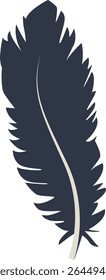 Curve Bird Feather Silhouette. Isolated on White Background. Vector Illustration