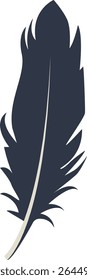 Curve Bird Feather Silhouette. Isolated on White Background. Vector Illustration