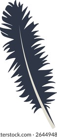 Curve Bird Feather Silhouette. Isolated on White Background. Vector Illustration
