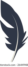 Curve Bird Feather Silhouette. Isolated on White Background. Vector Illustration