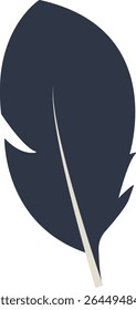 Curve Bird Feather Silhouette. Isolated on White Background. Vector Illustration