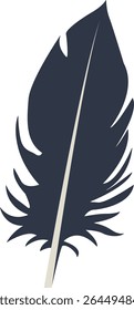 Curve Bird Feather Silhouette. Isolated on White Background. Vector Illustration