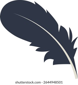 Curve Bird Feather Silhouette. Isolated on White Background. Vector Illustration