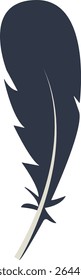 Curve Bird Feather Silhouette. Isolated on White Background. Vector Illustration