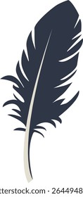 Curve Bird Feather Silhouette. Isolated on White Background. Vector Illustration