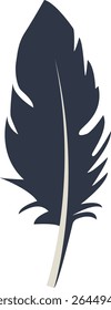 Curve Bird Feather Silhouette. Isolated on White Background. Vector Illustration