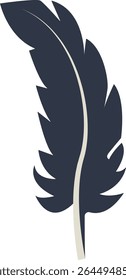Curve Bird Feather Silhouette. Isolated on White Background. Vector Illustration