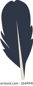 Curve Bird Feather Silhouette. Isolated on White Background. Vector Illustration