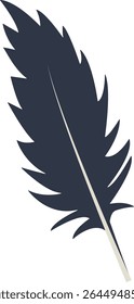 Curve Bird Feather Silhouette. Isolated on White Background. Vector Illustration