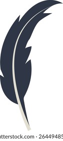 Curve Bird Feather Silhouette. Isolated on White Background. Vector Illustration