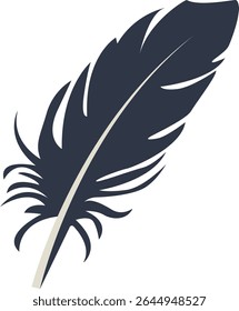 Curve Bird Feather Silhouette. Isolated on White Background. Vector Illustration