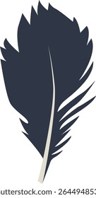 Curve Bird Feather Silhouette. Isolated on White Background. Vector Illustration