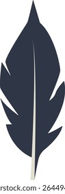 Curve Bird Feather Silhouette. Isolated on White Background. Vector Illustration
