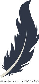 Curve Bird Feather Silhouette. Isolated on White Background. Vector Illustration