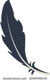 Curve Bird Feather Silhouette. Isolated on White Background. Vector Illustration