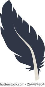 Curve Bird Feather Silhouette. Isolated on White Background. Vector Illustration